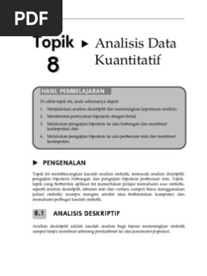 Topik 8 Analisis Data Kuantitatif Pdf