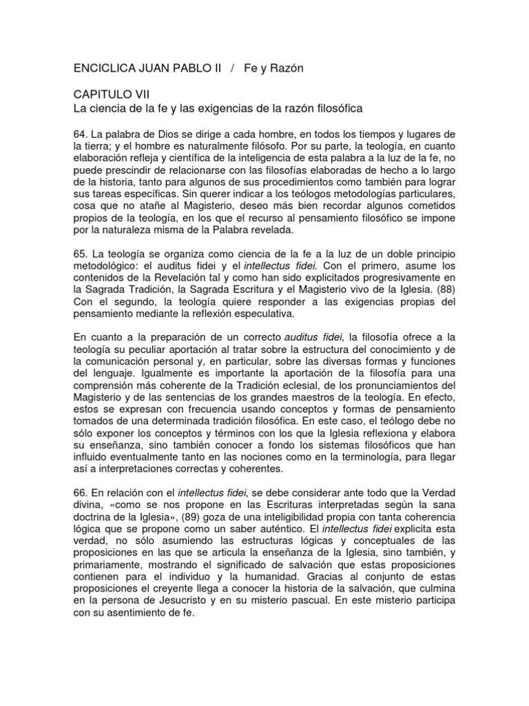 Fe y razón en la teología de Juan Pablo II | PDF | Divinidad ...