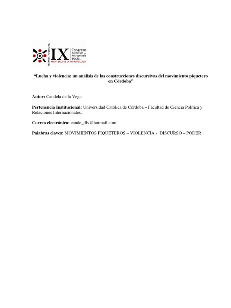 De La Vega IX CAAS 2008 PDF | PDF | Violencia | Evidencia