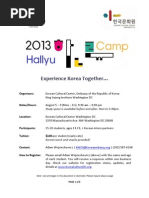Download Hallyu Camp 2013 - Program Outline v10 by Korean Cultural Center DC SN151949904 doc pdf