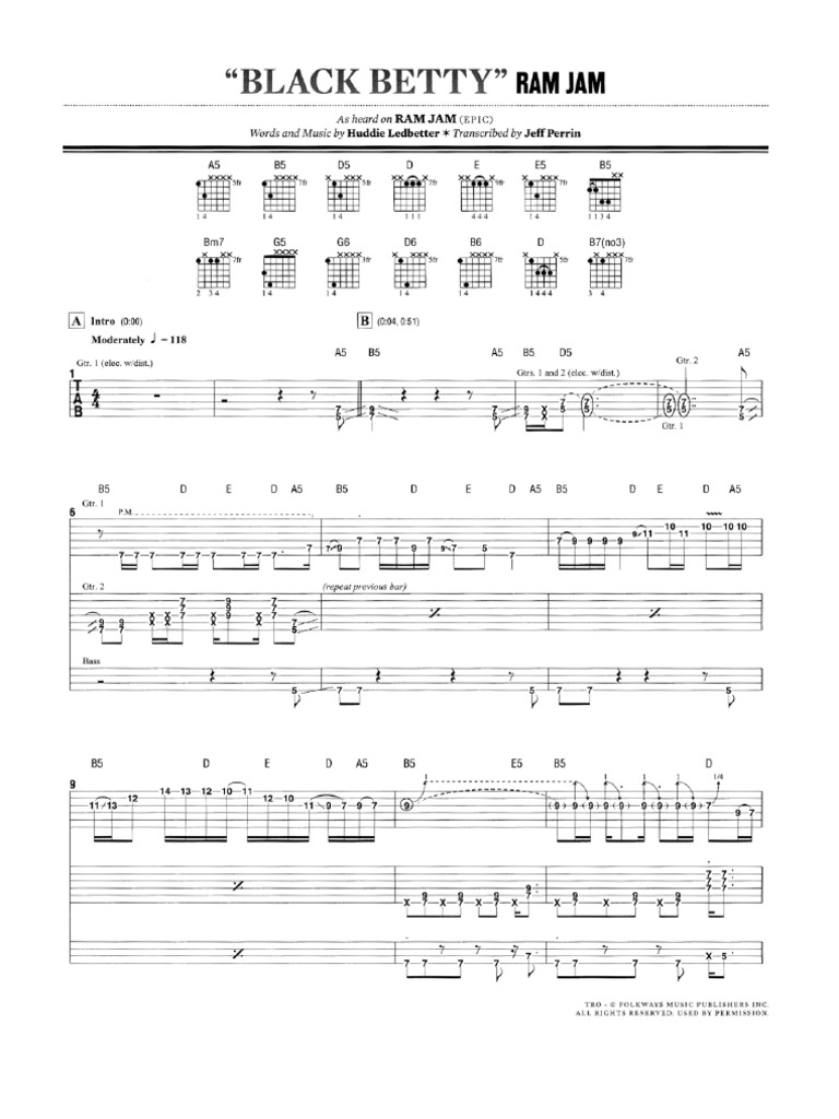 Black Betty guitar tab
