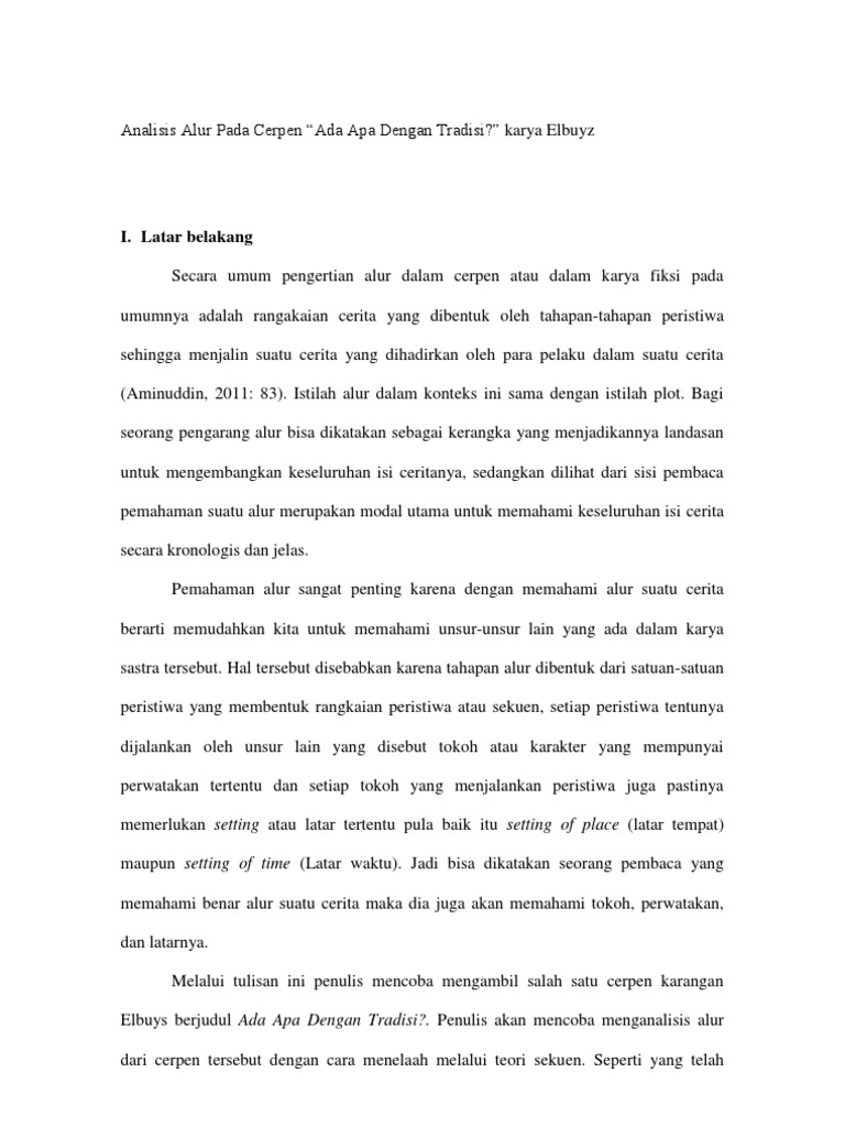 Analisis Alur Pada Cerpen Pdf