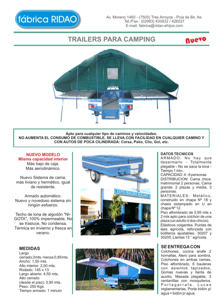 Medidas y características de trailers Ridao | PDF | Hogar, jardinería y ...