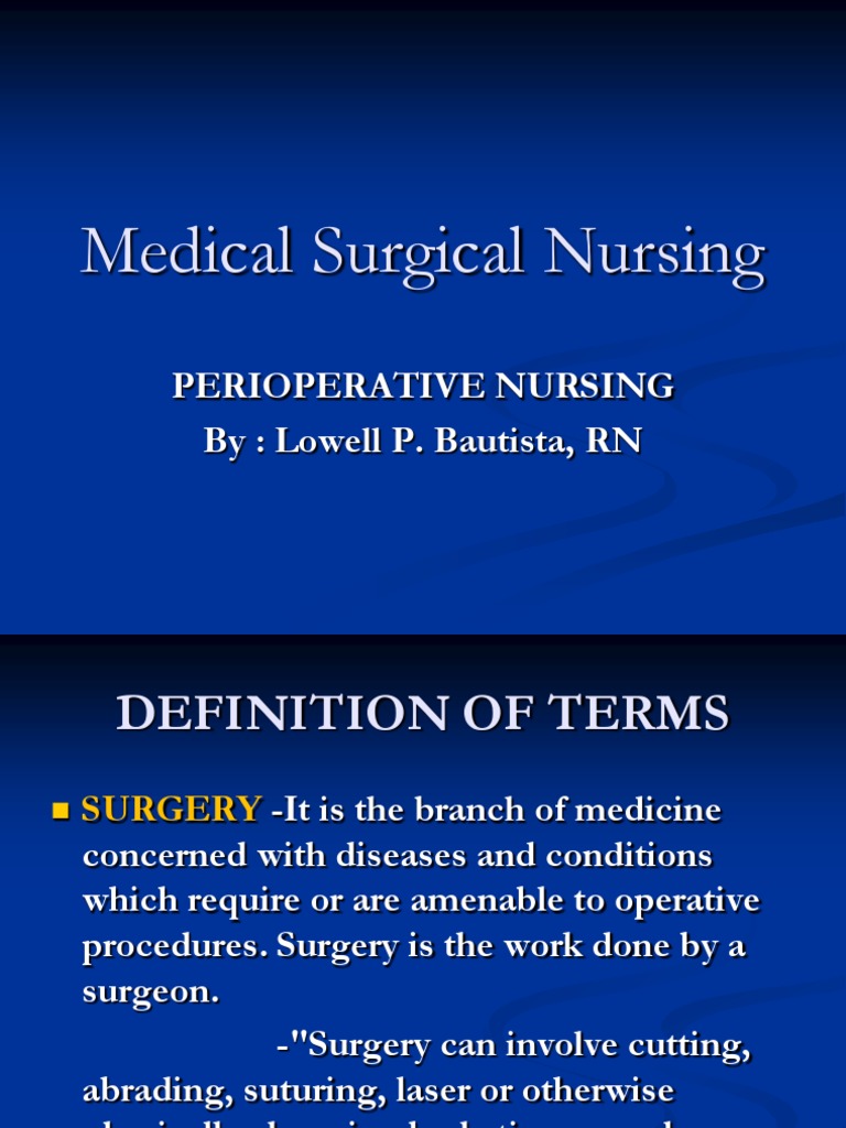 Perioperative Nursing Overview Guide | PDF | Anesthesia | Surgery