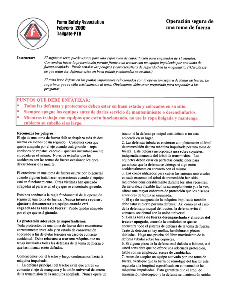 Pto Spanish | PDF | Tractor | Eje