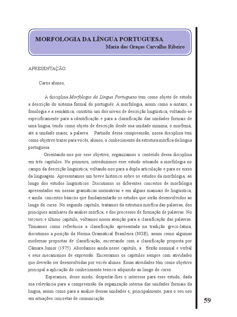 Morfologia da Língua Portuguesa | PDF | Palavra | Linguística