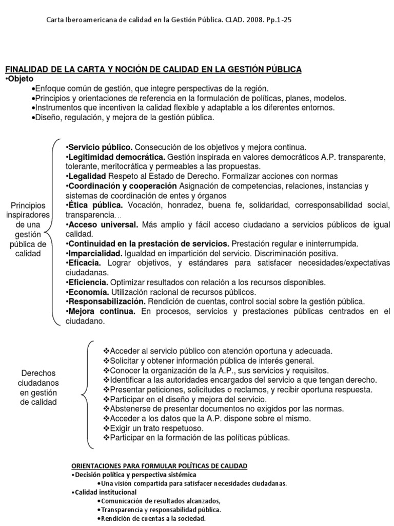 Carta Iberoamericana de calidad en la Gestión Pública