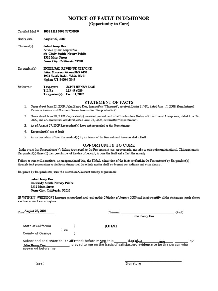 3 Nof Ca Irs 3176C | PDF | Notary Public | Seal (Emblem)