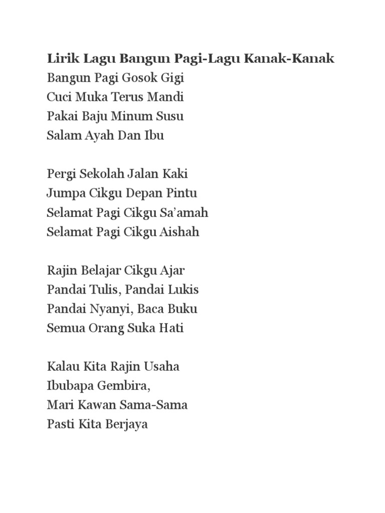Lirik Lagu Bangun Pagi Pdf