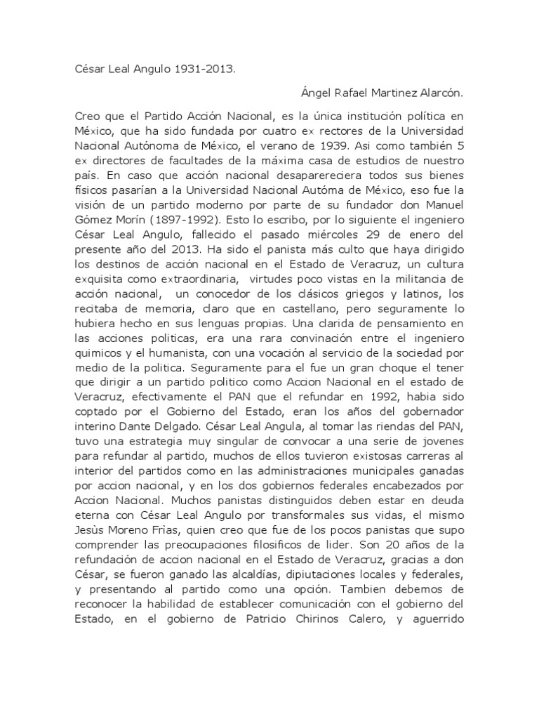 César Leal Angulo 1931 | PDF | Politica de mexico | México