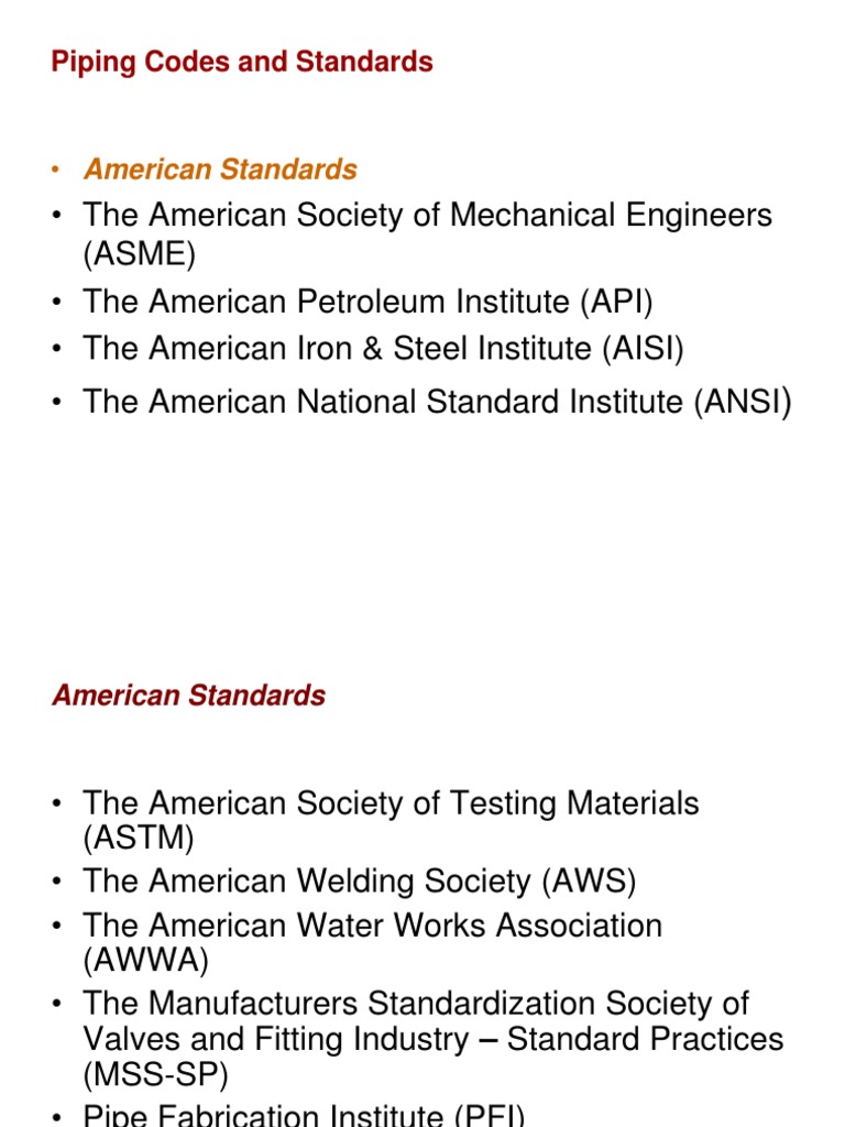 Piping Codes and Standards Overview | PDF | Pipe (Fluid Conveyance) | Valve