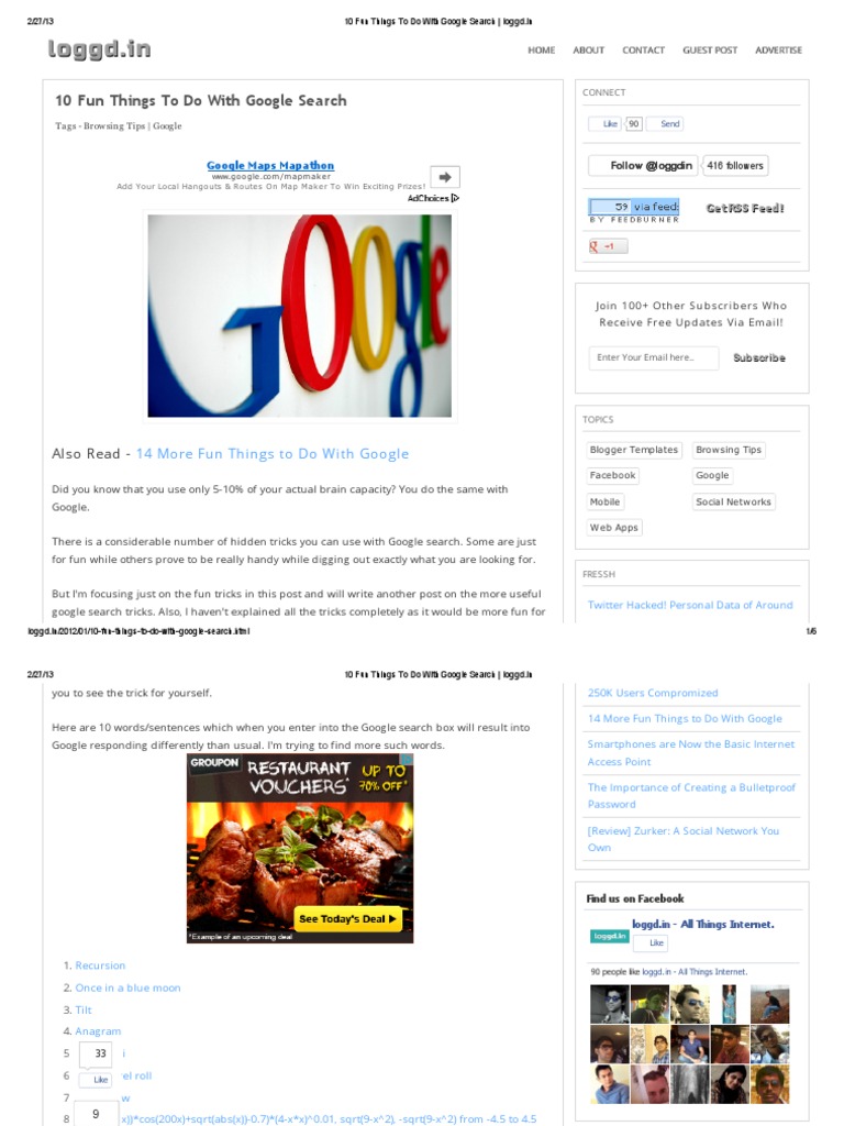 10 Fun Things to Do With Google Search _ Loggd Google World Wide 