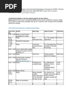 The Time Table Given Below Is From The Book Psychology in Success For IITJEE