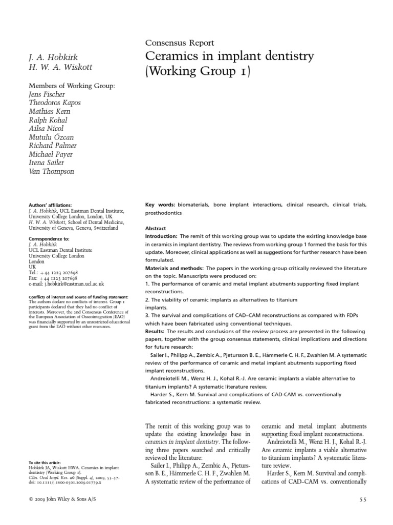2009 Ceramics in Implant Dentistry | PDF | Dental Implant | Randomized ...