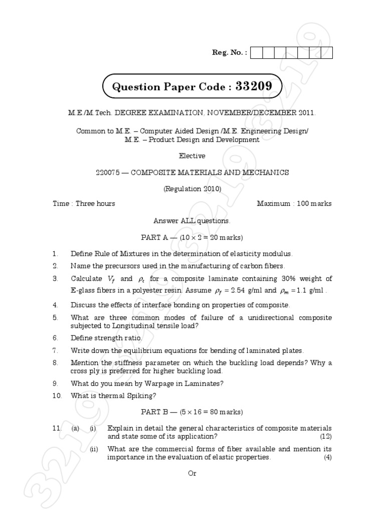Composite Materials and mechanics anna university question paper Composite Material Buckling