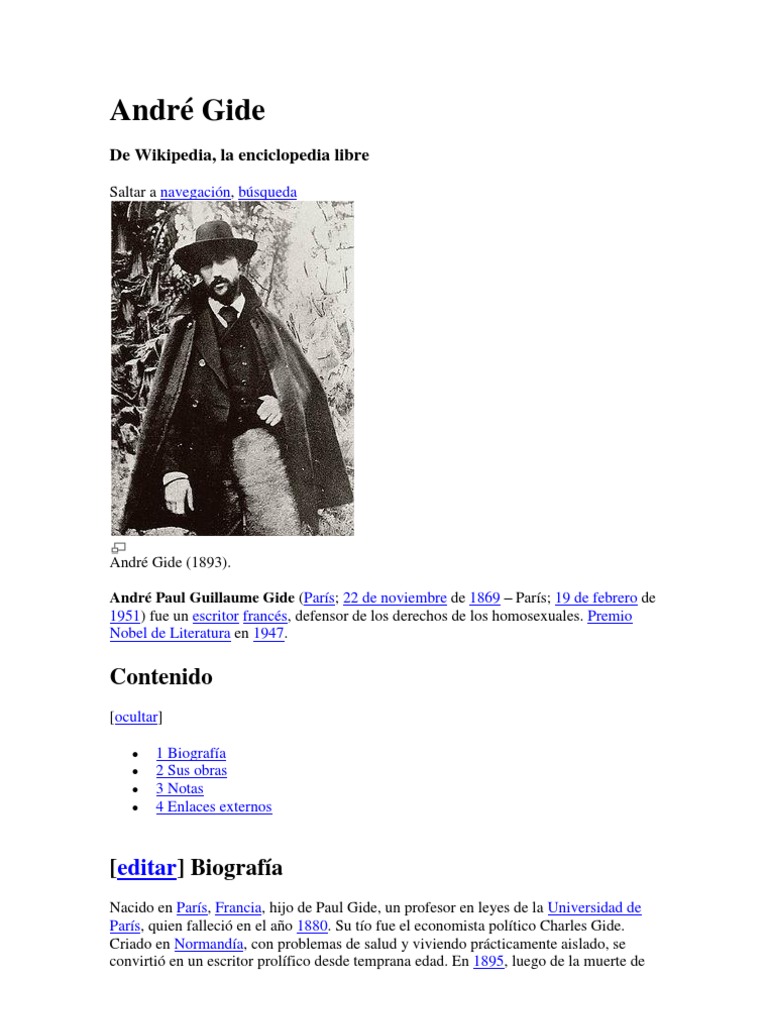 André Gide: Nobel y defensor homosexual | PDF | Historia