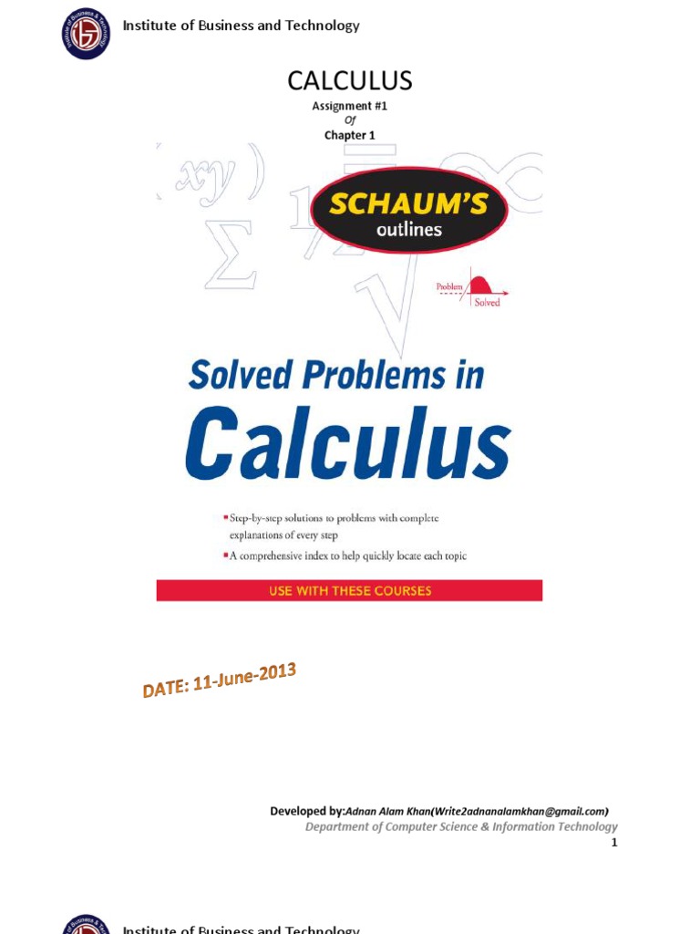 Calculus Assignment Chapter 1 | PDF