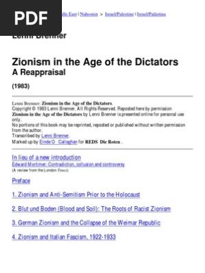 Zionism In The Age Of The Dictators Lenni Brenner 1983 Zionism Images, Photos, Reviews