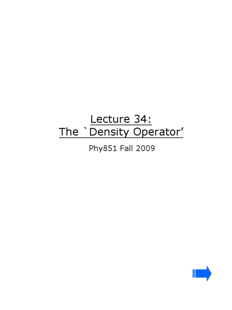 Quantum Mechanics: Density Operator | PDF