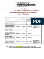 Schedule Cut of Dates 2013