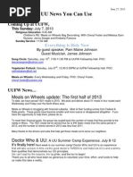 UU News You Can Use: Coming Up at UUFW