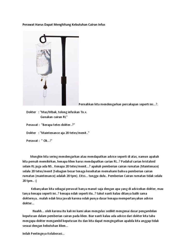 Menghitung Kebutuhan Cairan Infus
