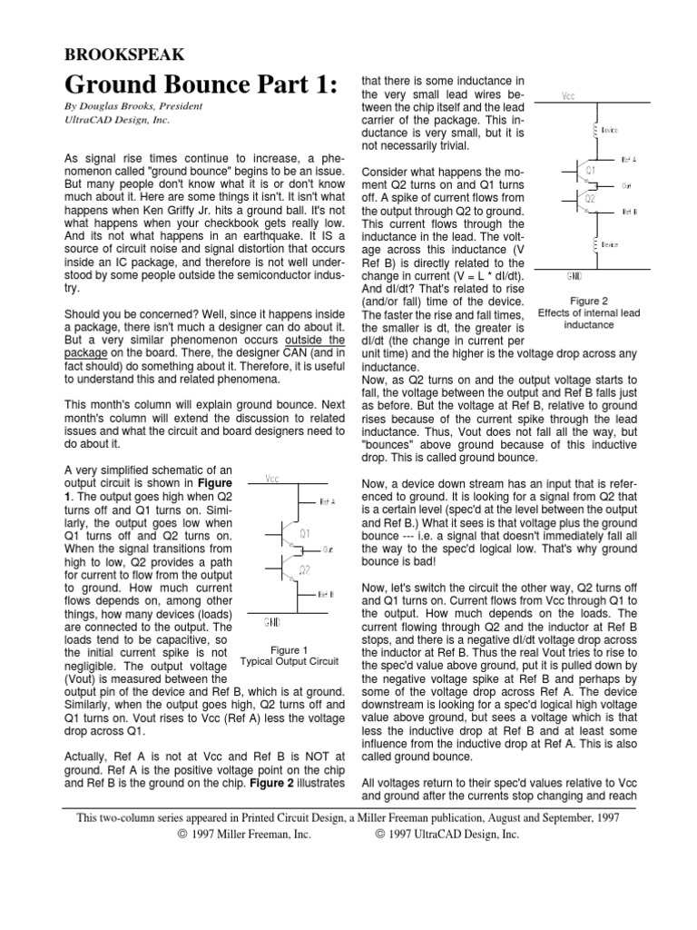 Ground Bounce Part 1 Brookspeak PDF Electronic Circuits Inductor