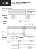 Application For Faculty Position: National Institute of Technology Karnataka Surathkal