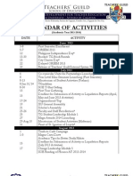 Teachers' Guild Integrated Calendar of Activities