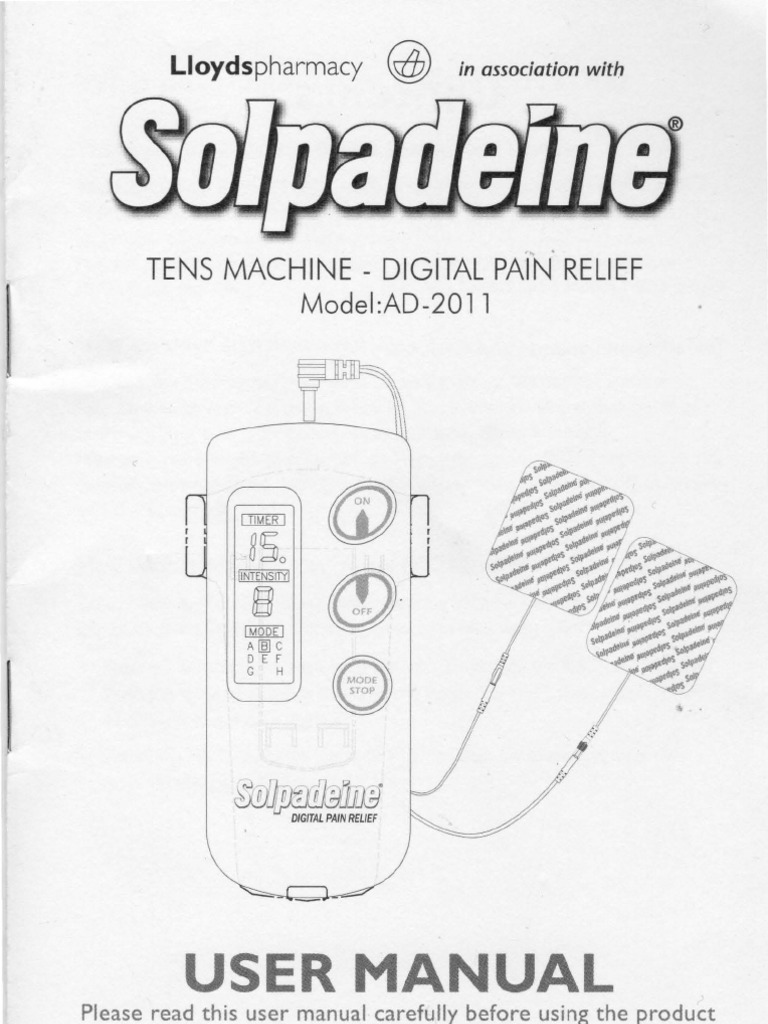 Lloyds Pharmacy Solpadeine TENS Machine Instructions PDF Pain