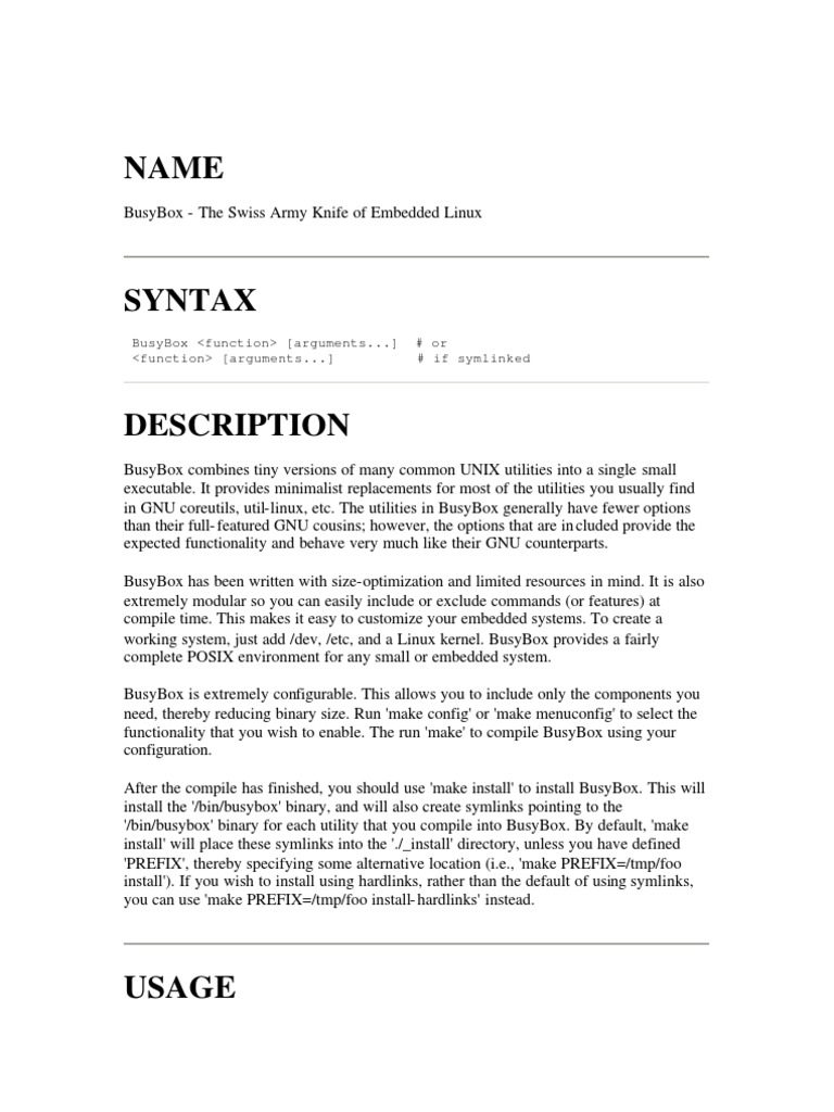 Manual DreamBox BusyBox PDF Command Line Interface File System
