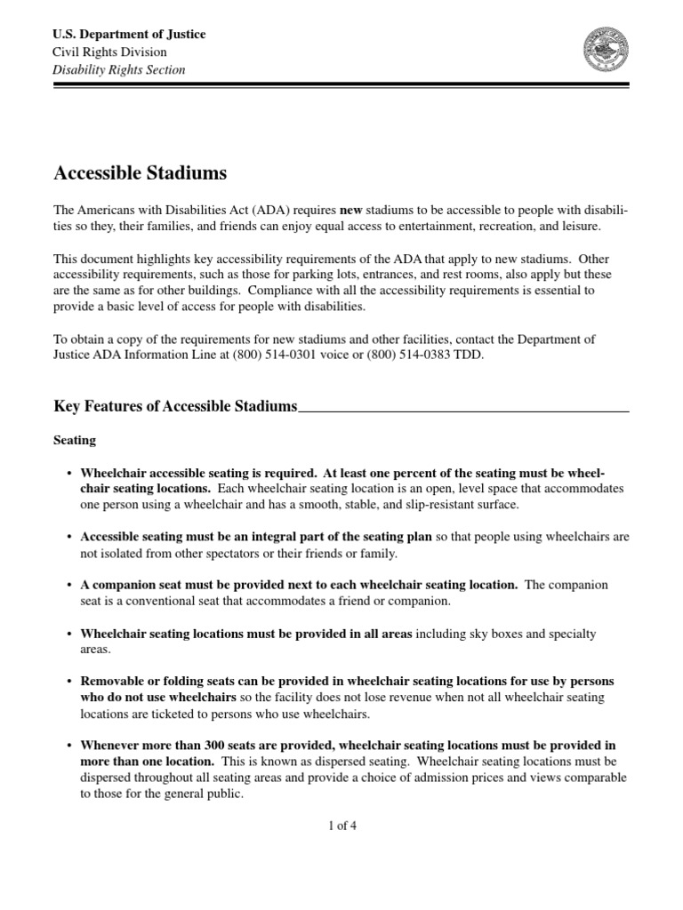 Accessible Stadiums: Disability Rights Section | PDF
