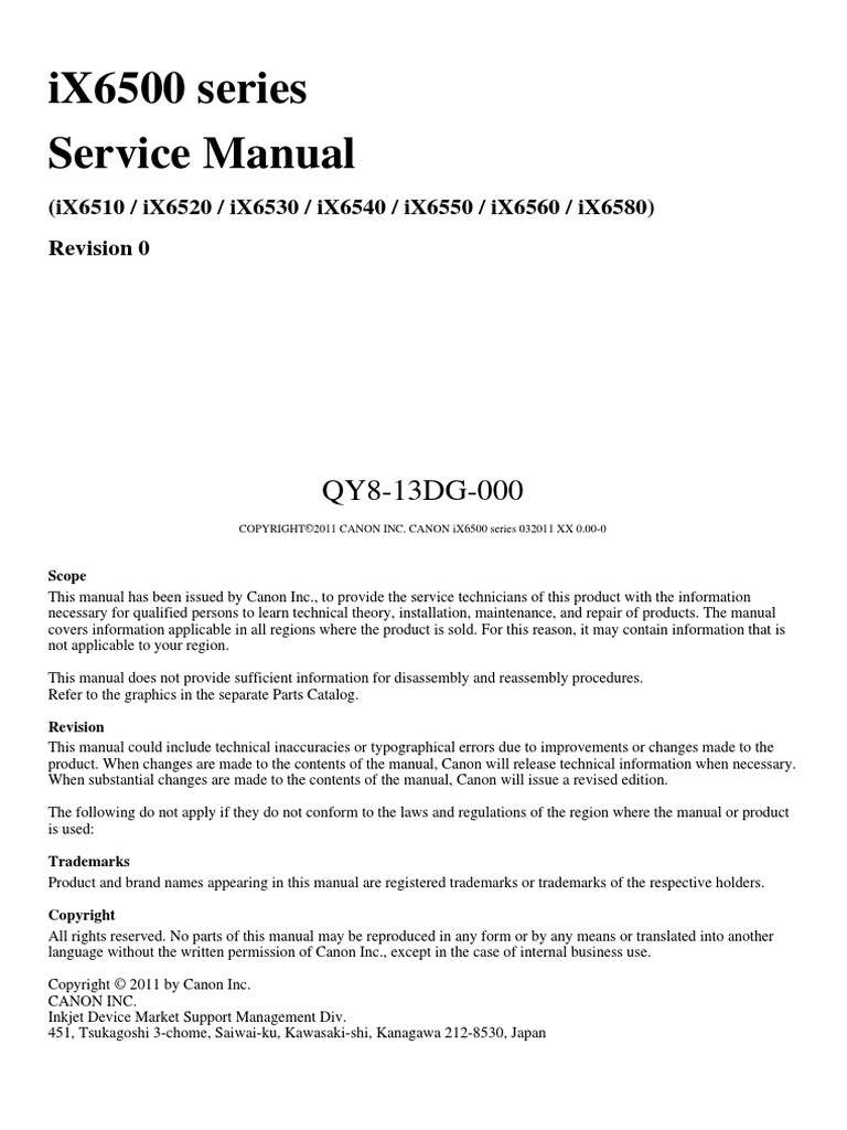 11287690-Canon Ix6560 Service Manual | Troubleshooting | Printer