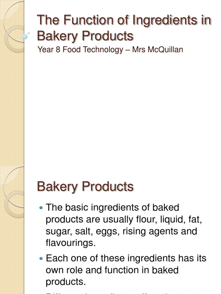 Function of Ingredients PDF Flour Breads