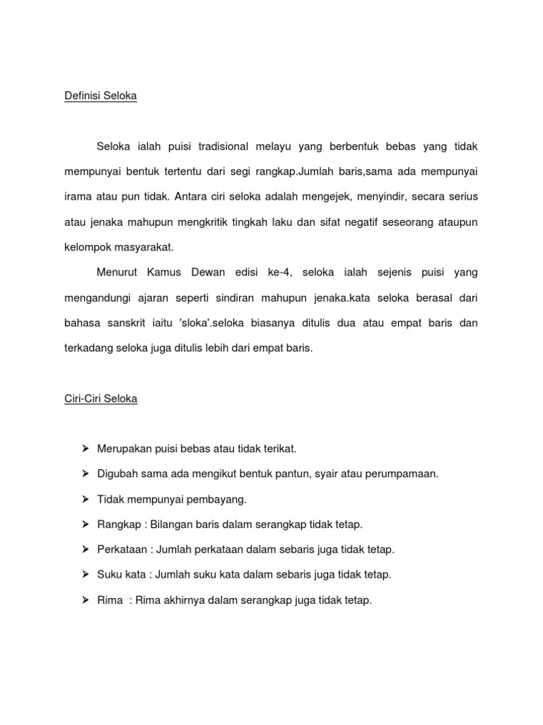 Definisi Seloka Pdf
