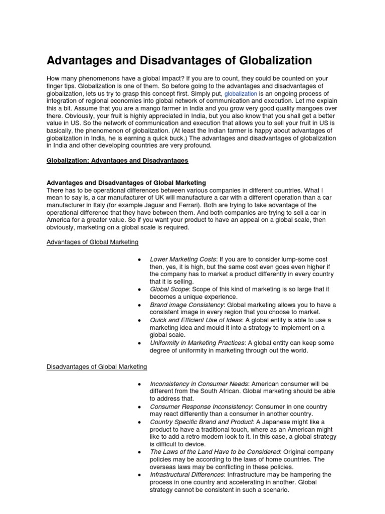 Globalization: Pros and Cons Explained | PDF | Insurance | Loans