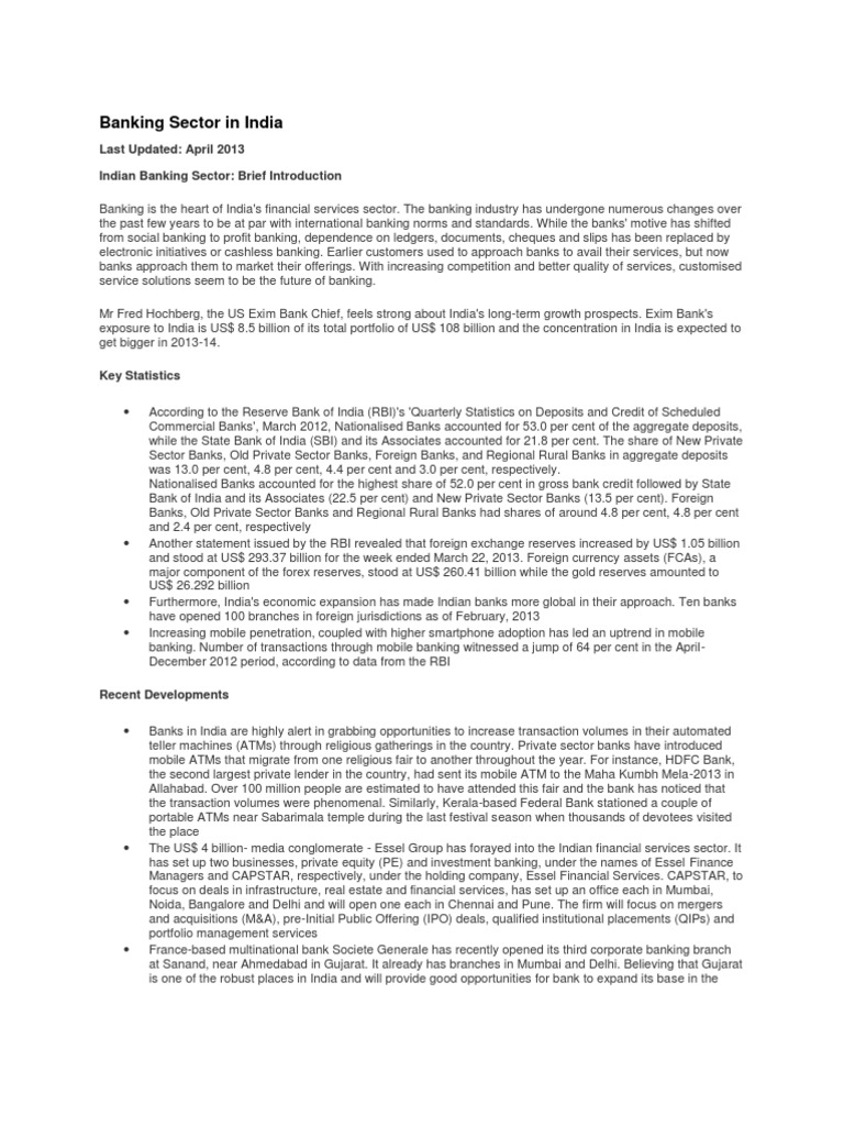 Overview of India's Banking Sector | PDF | Reserve Bank Of India | Banks