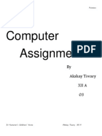 Computer Assignment: by Akshay Tiwary Xii A 03