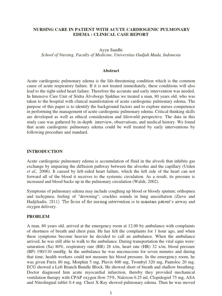 Acute Cardiogenic Pulmonary Edema Nursing | PDF | Lung | Breathing