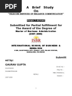Download Project of Reliance Communication 1 by gauravguptaG SN15220669 doc pdf