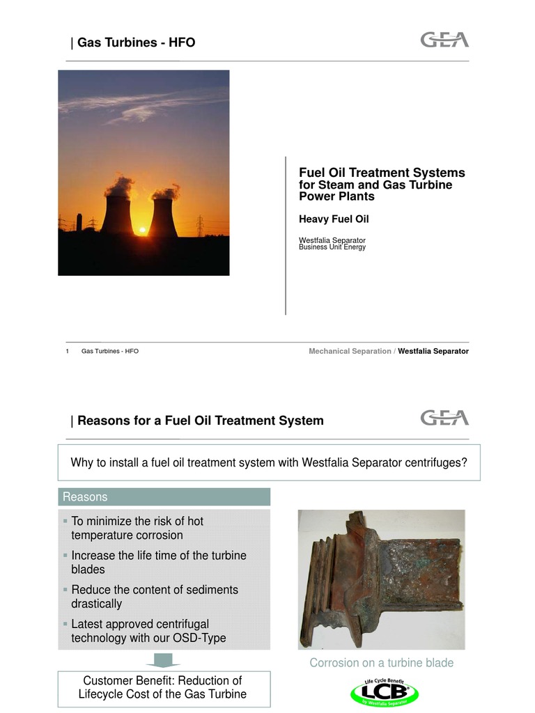 Fuel Oil Treatment System GT HFO PDF PDF Fuel Oil Gas Turbine