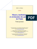 Abbé Dubois, Moeurs, Institutions Et Cérémonies Des Peuples de L'inde - t1