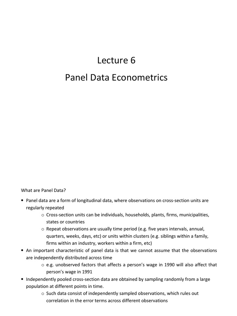 Understanding Panel Data Econometrics | PDF | Fixed Effects Model ...