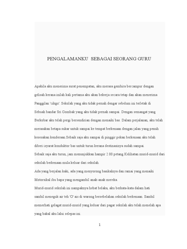 Pengalamanku Sebagai Seorang Guru Pdf