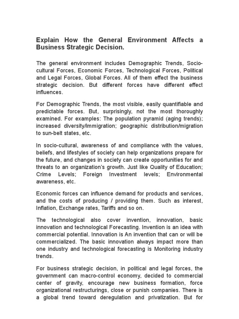 Impact of General Environment on Strategy | PDF