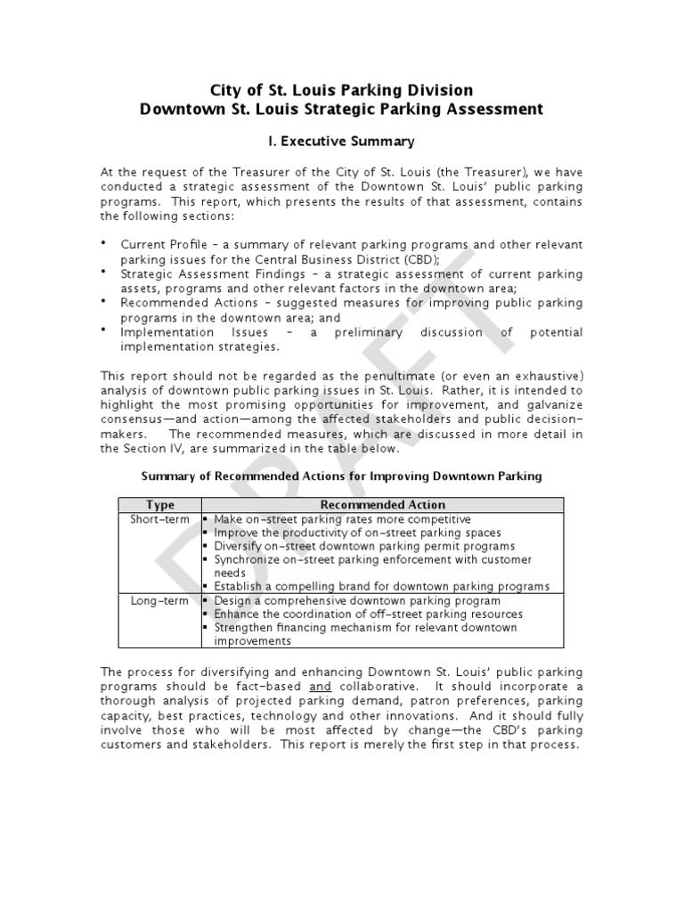 Parking Report-Draft (9!24!09) (PGS) | PDF | Parking | Traffic