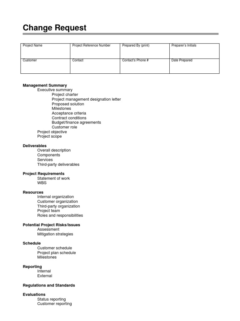 Project Change Request Template | PDF | Business