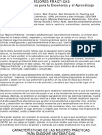 Caracteristicas de Las Mejores Practicas para Ensenar Matematicas