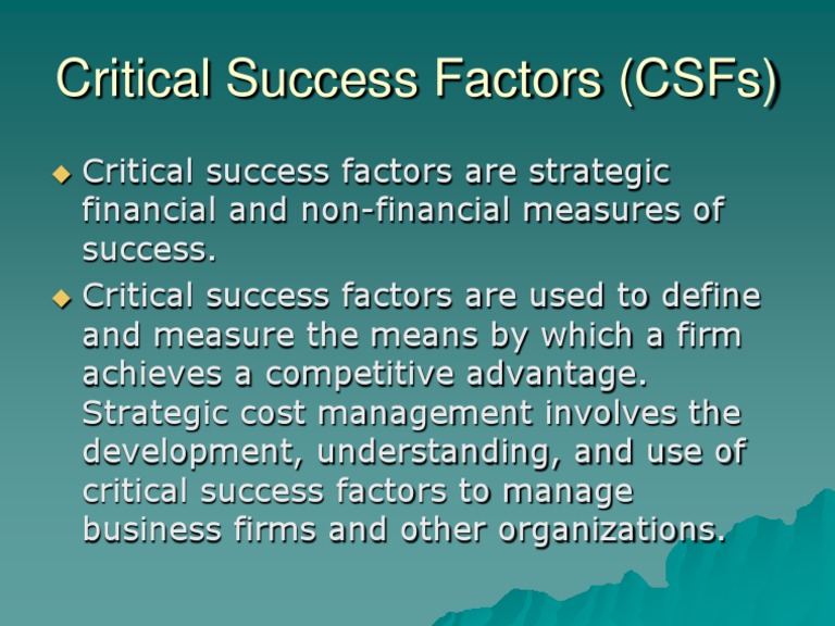 Understanding Critical Success Factors | PDF