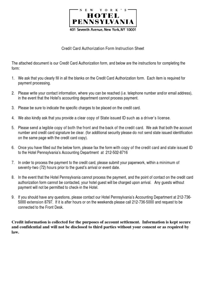 Blank Credit Card Authorization Form | Editable PDF Forms, image size:768x1024